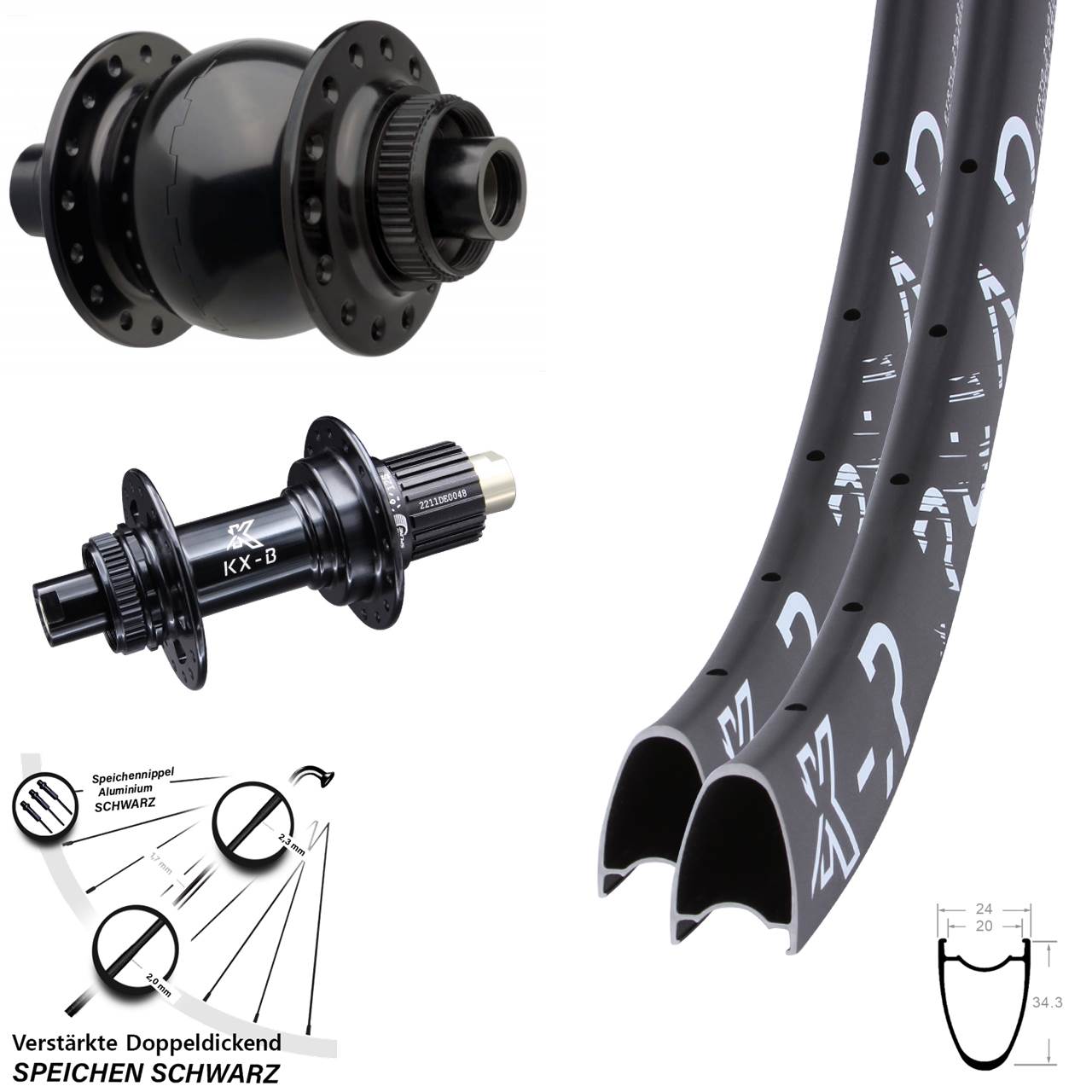 Boost Disc Laufradsatz 15x110 12x148 28 Zoll KX-BR Road SON 28 Shimano Micro Spline
