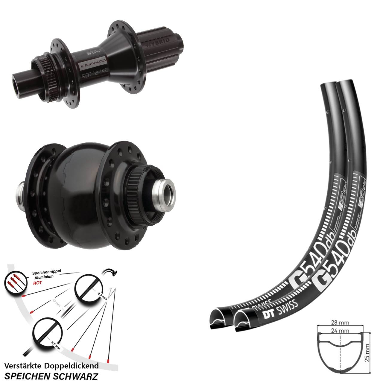 Laufradsatz Centerlock 12x100/142 29 Zoll DT Swiss G 540-370 Hybrid SON delux 8-11 fach