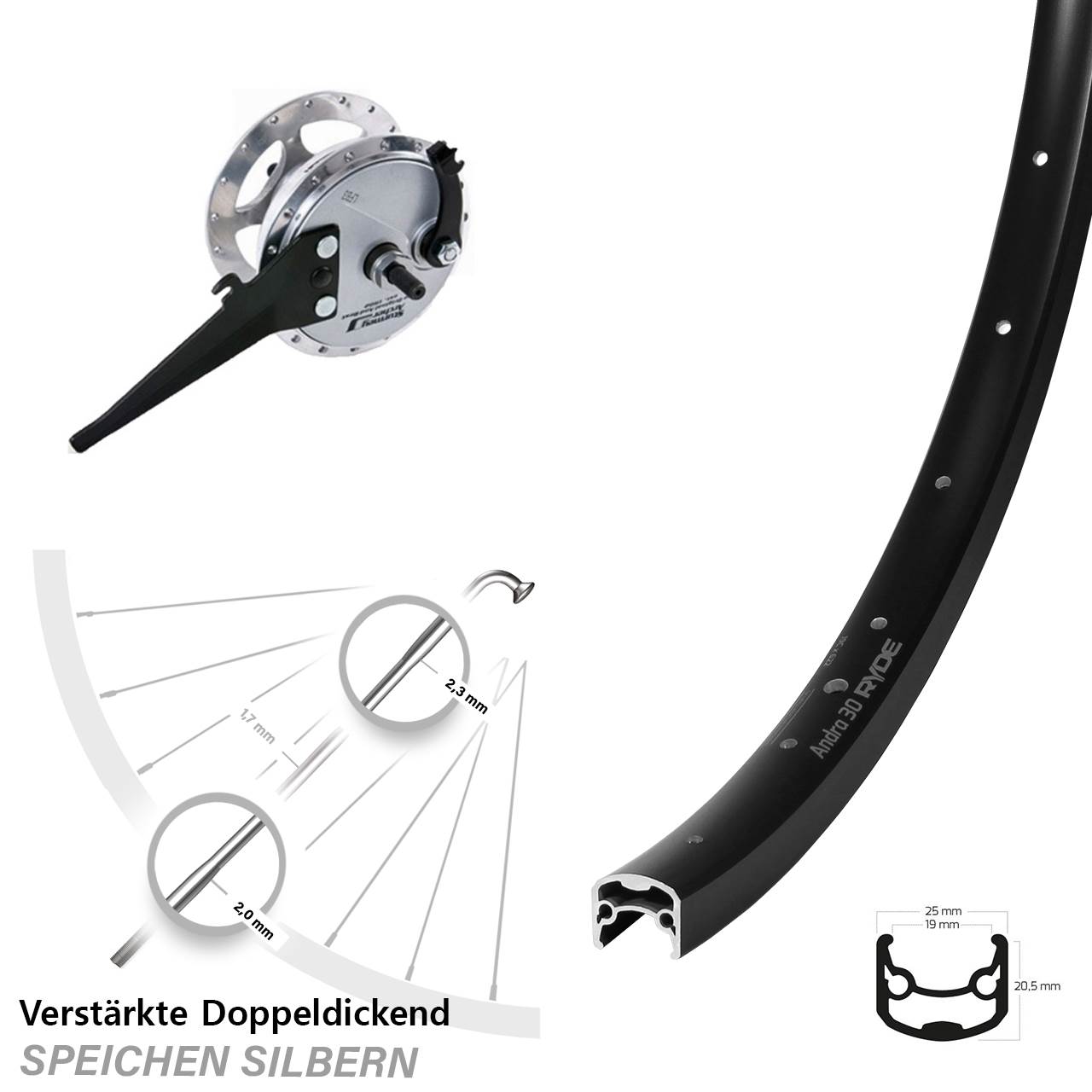 28 Zoll Ryde Andra 30 Sturmey Archer XL-FDAM Vollachse Trommelbremse