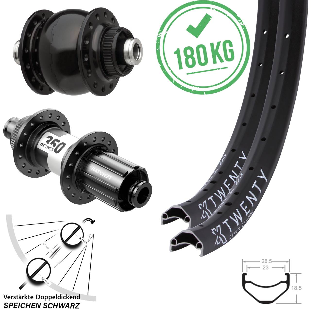 20 Zoll KX Twenty DT Swiss 350 HG SON delux Centerlock Laufradsatz 12x100/142