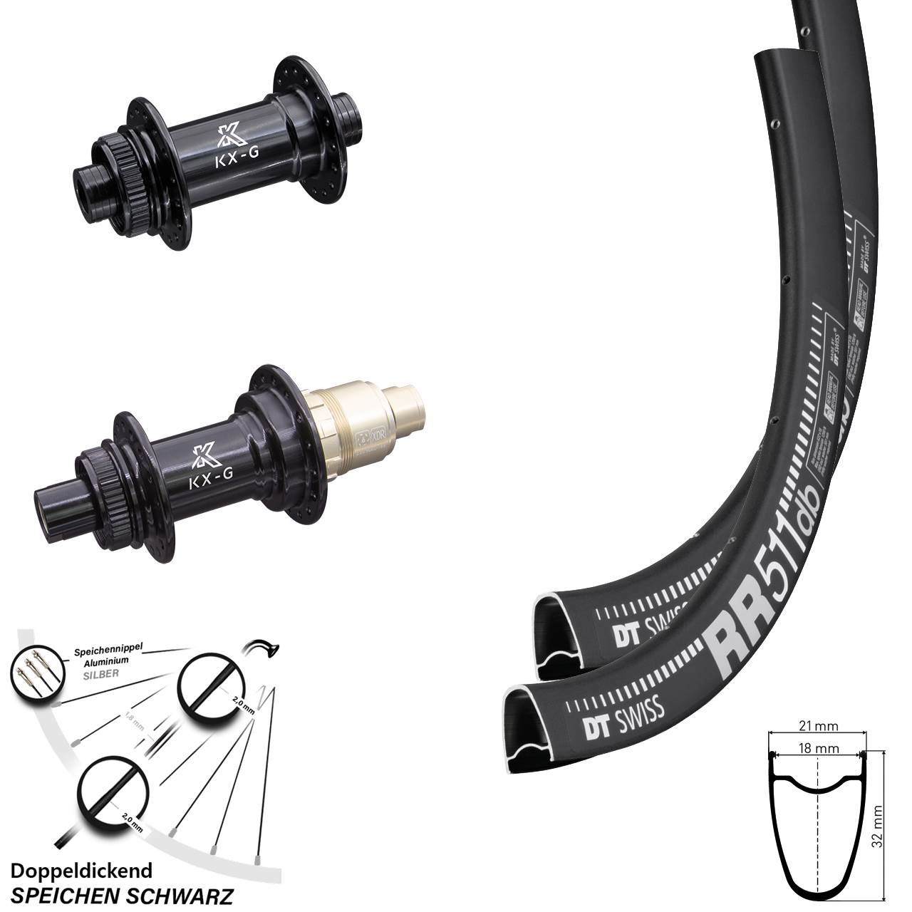 Disc Laufrad-Satz 28 Zoll DT Swiss RR 511 KX-G XDR 11-12 fach 15x100 12x142