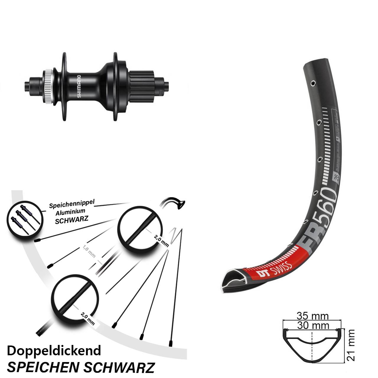 DT Swiss FR 560 Shimano MT500 26 Zoll Centerlock Hinterrad QR Micro Spline