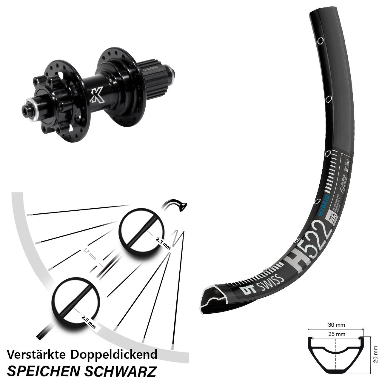 Disc Laufrad 29 Zoll DT Swiss H522 KX-M Heavy Duty Shimano Micro Spline QR