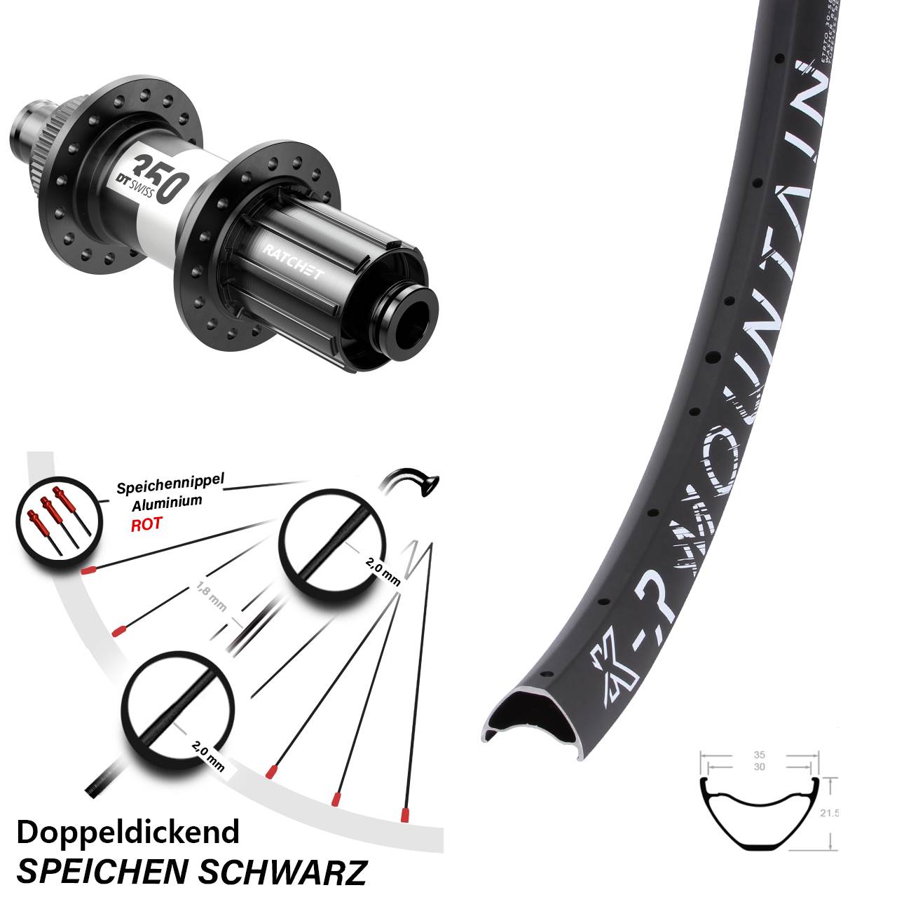 Centerlock Hinterrad 12x142 27,5 Zoll KX-R Mountain DT Swiss 350 8-11 fach HG