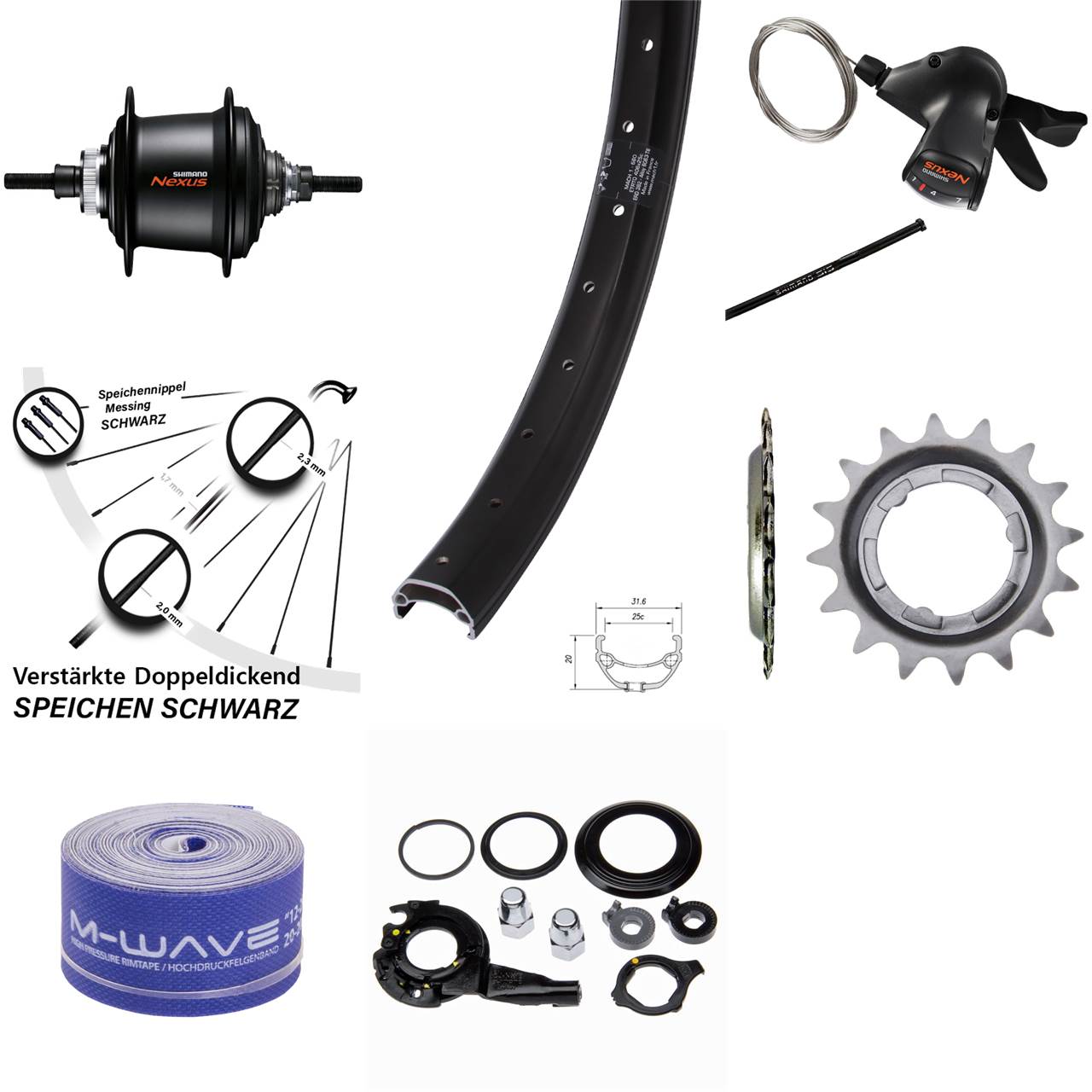 20 Zoll Hinterrad Mach1 Kargo Shimano Nexus 7 Gang Centerlock