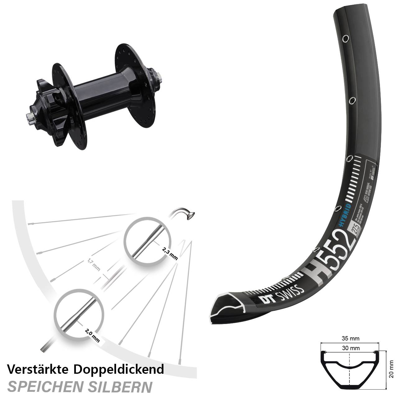 Disc Vorderrad für Schnellspanner 29 Zoll DT Swiss H552 Formula DC91-V2