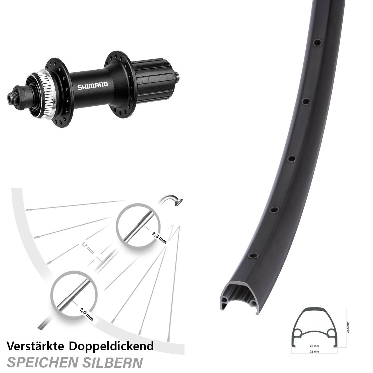 28-29 Zoll Ambrosio Sport Shimano Alivio Hinterrad Centerlock QR 8-11 fach