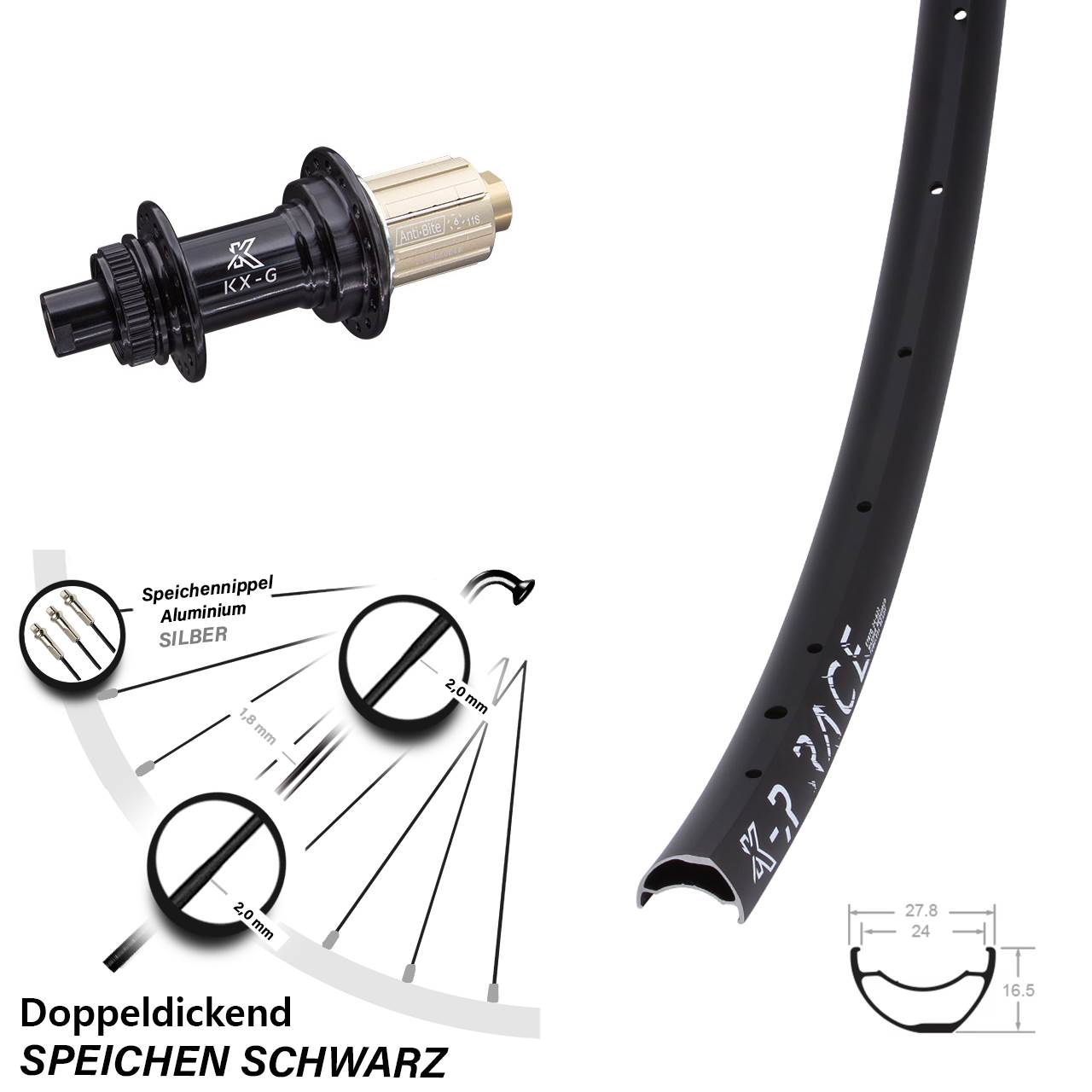 28-29 Zoll KX-GR Race Disc Laufrad 12x142 8-12 fach