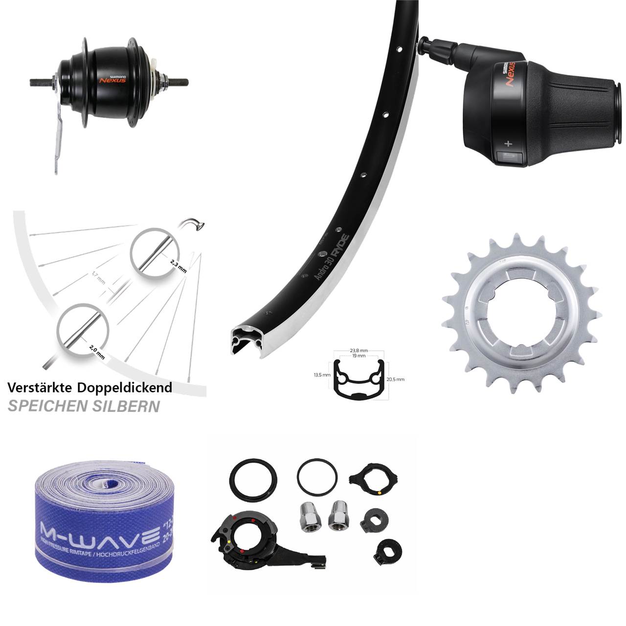 Hinterrad 28 Zoll Ryde Andra 30 Shimano Nexus 8 Gang Rücktritt