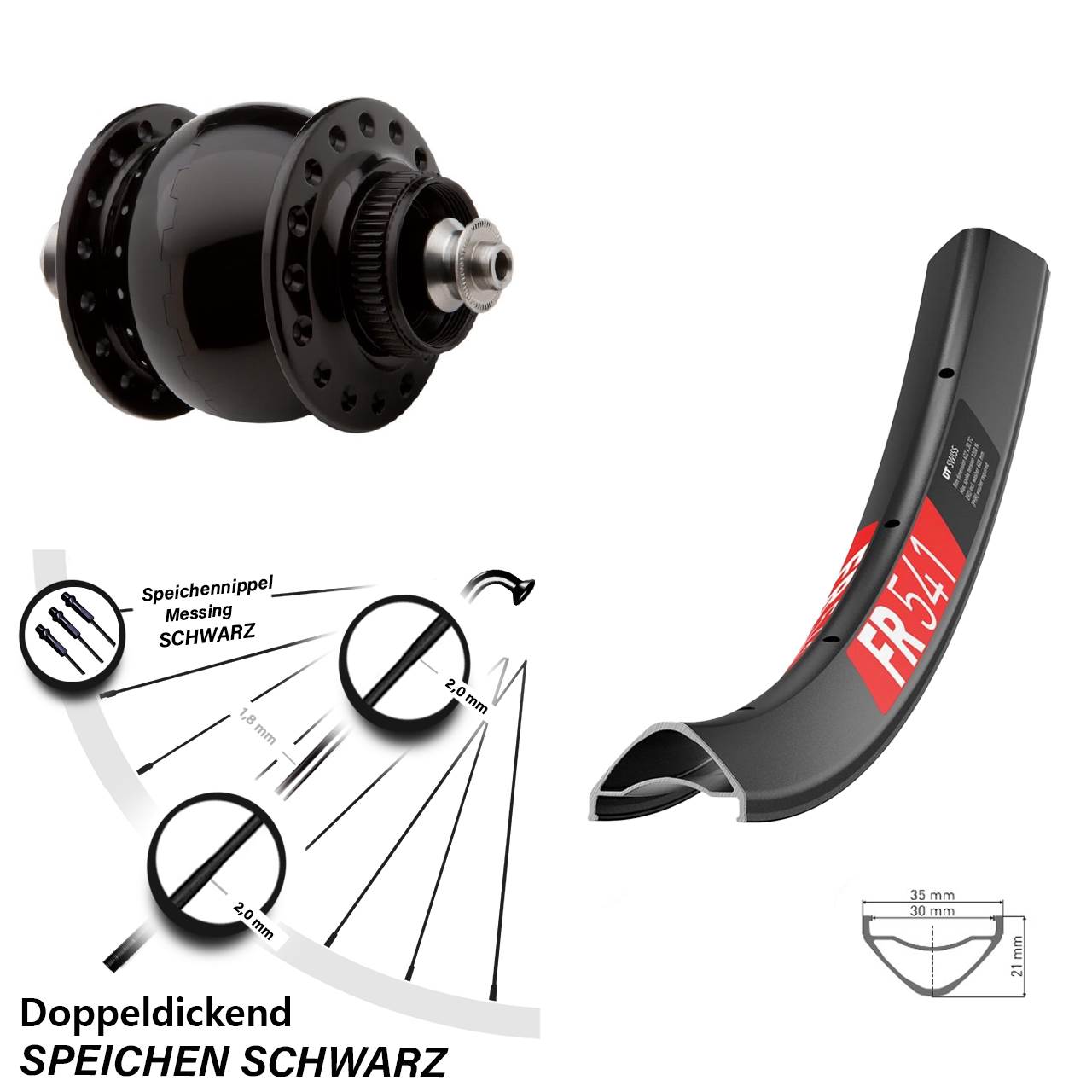 27,5 Zoll DT Swiss FR541 SON delux Disc Nabendynamolaufrad QR