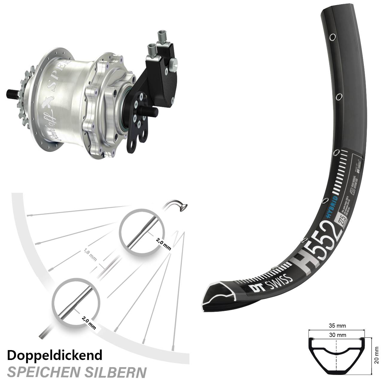 29 Zoll DT Swiss H552 Rohloff 500/14 TS DB Tandem