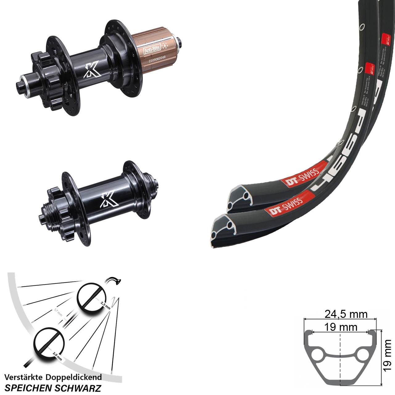 Laufradsatz 6-Loch 28 Zoll DT Swiss 466 KX-M 8-12 fach QR