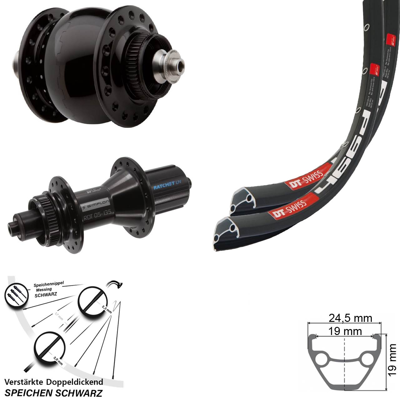 Disc Laufradsatz QR 28/29 Zoll DT Swiss 466d 370 Hybrid SON 28 8-11 fach HG
