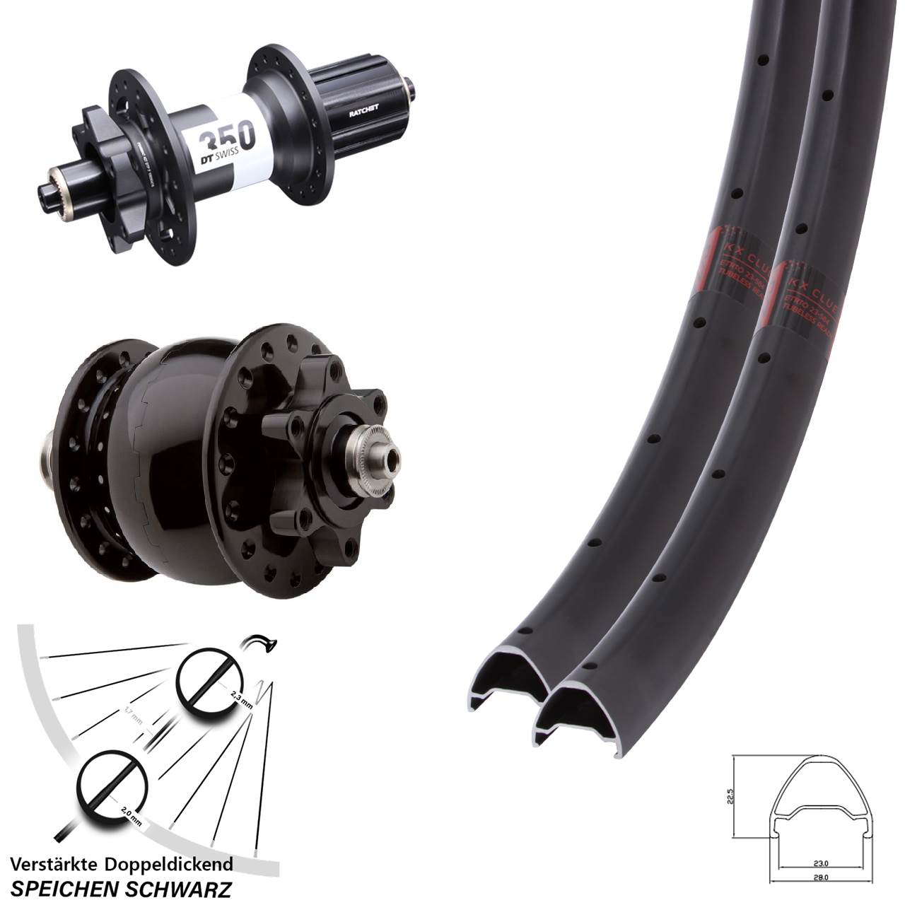 Disc Laufradsatz 650B KX Clue DT Swiss 350 SON 28 8-11 fach HG QR
