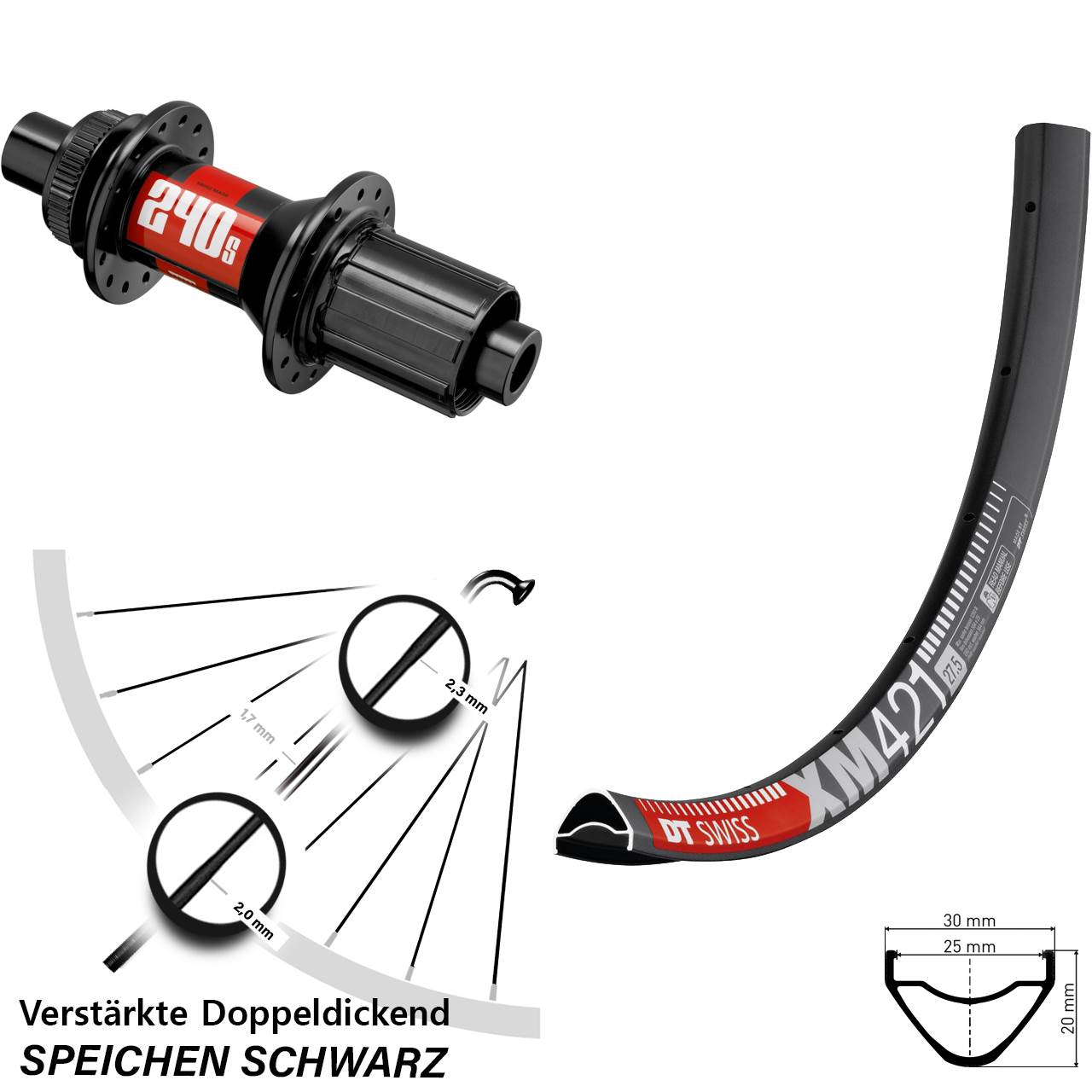 DT Swiss XM421 240S 29 Zoll Centerlock Hinterrad 12x148 8-11 fach HG