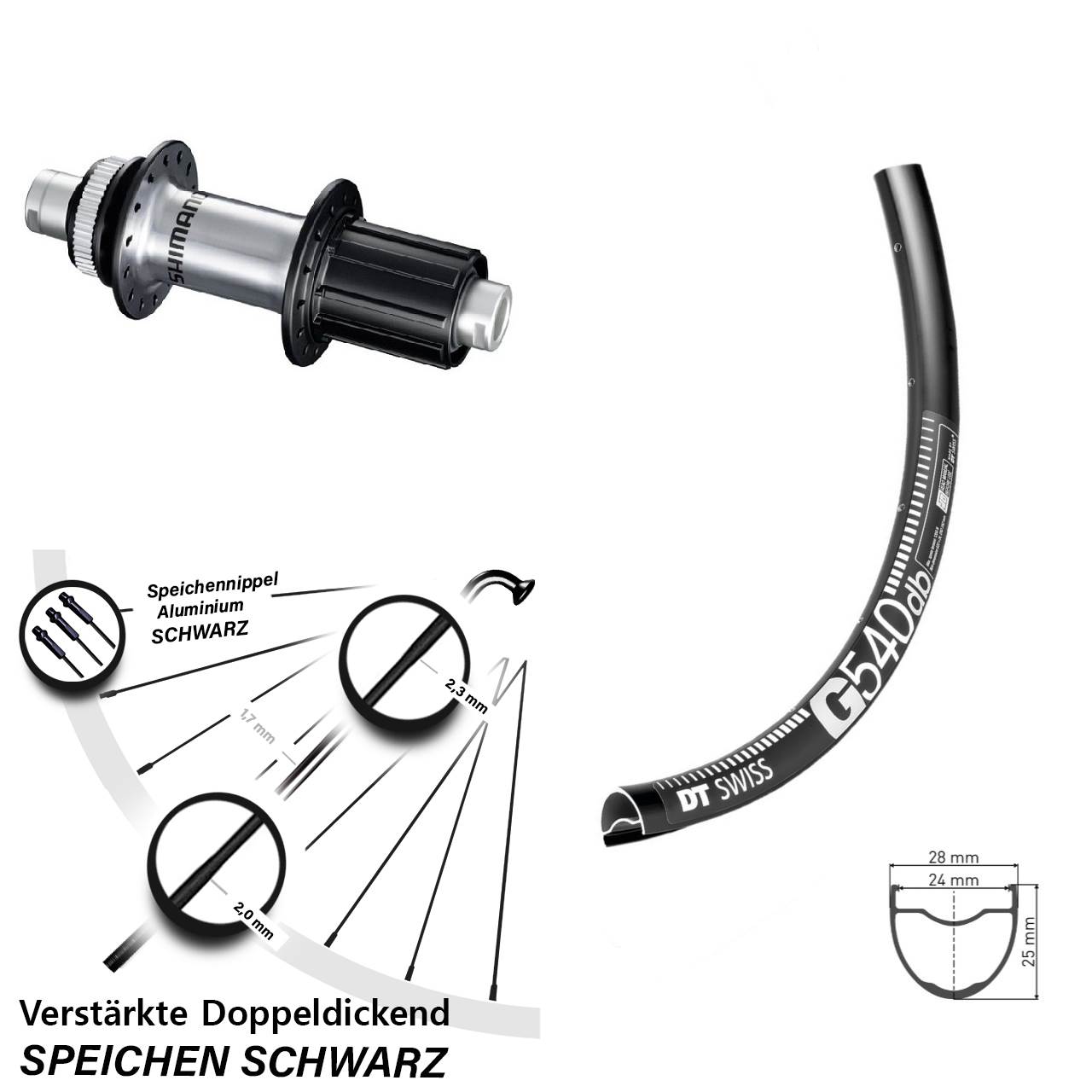Hinterrad Centerlock 29 Zoll DT Swiss G 540 Shimano FH-RS770 8-12 fach HG 12x142