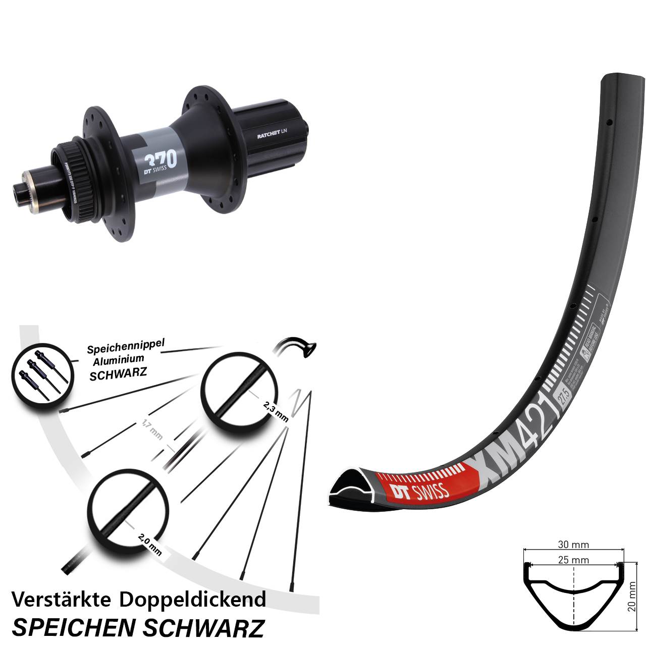 Disc Laufrad QR 29 Zoll DT Swiss XM421-370 8-12 fach HG