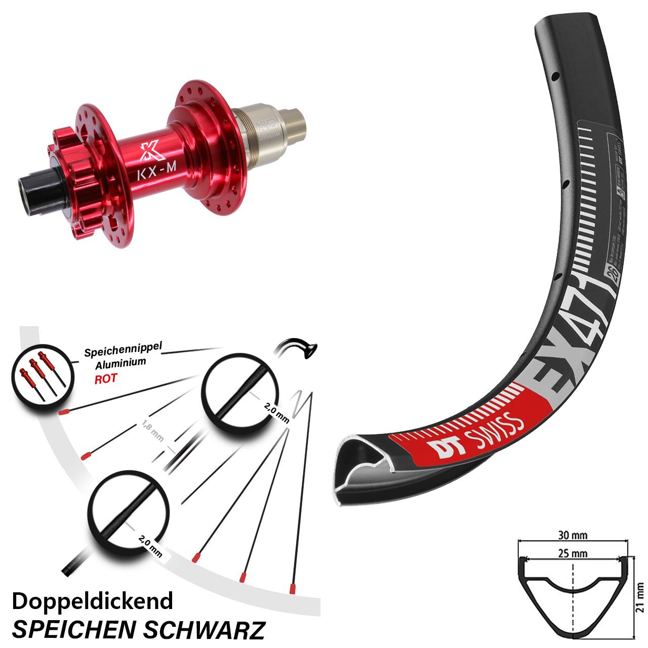 Hinterrad 26 Zoll DT Swiss EX 471 KX-M XD 12x142
