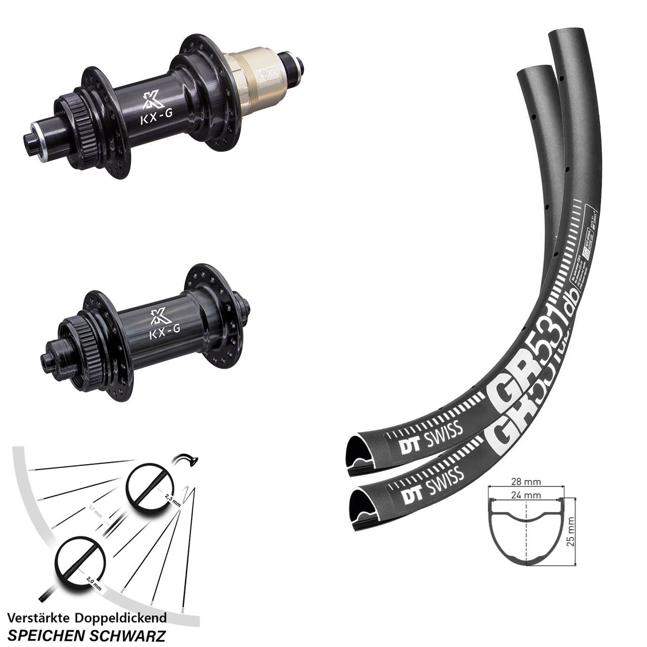 Disc Laufrad-Satz 29 Zoll DT Swiss GR 531 KX-G XDR für Schnellspanner