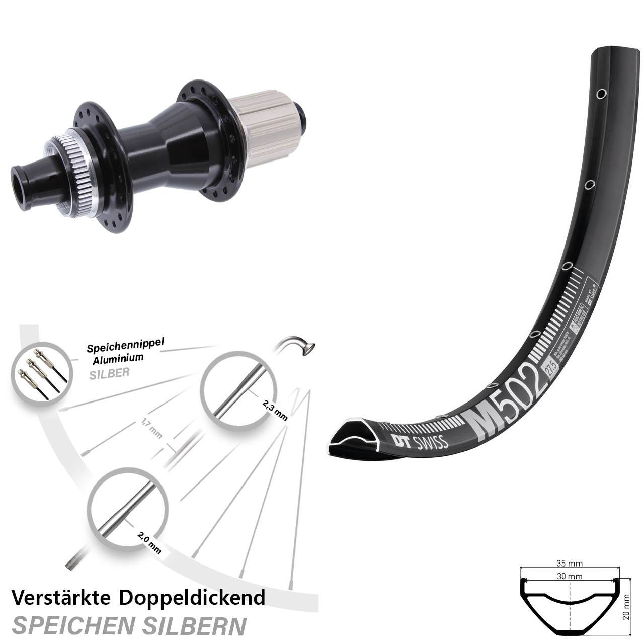 Disc Hinterrad 29 Zoll DT Swiss M502 Novatec CL-142 8-12 fach 12x142