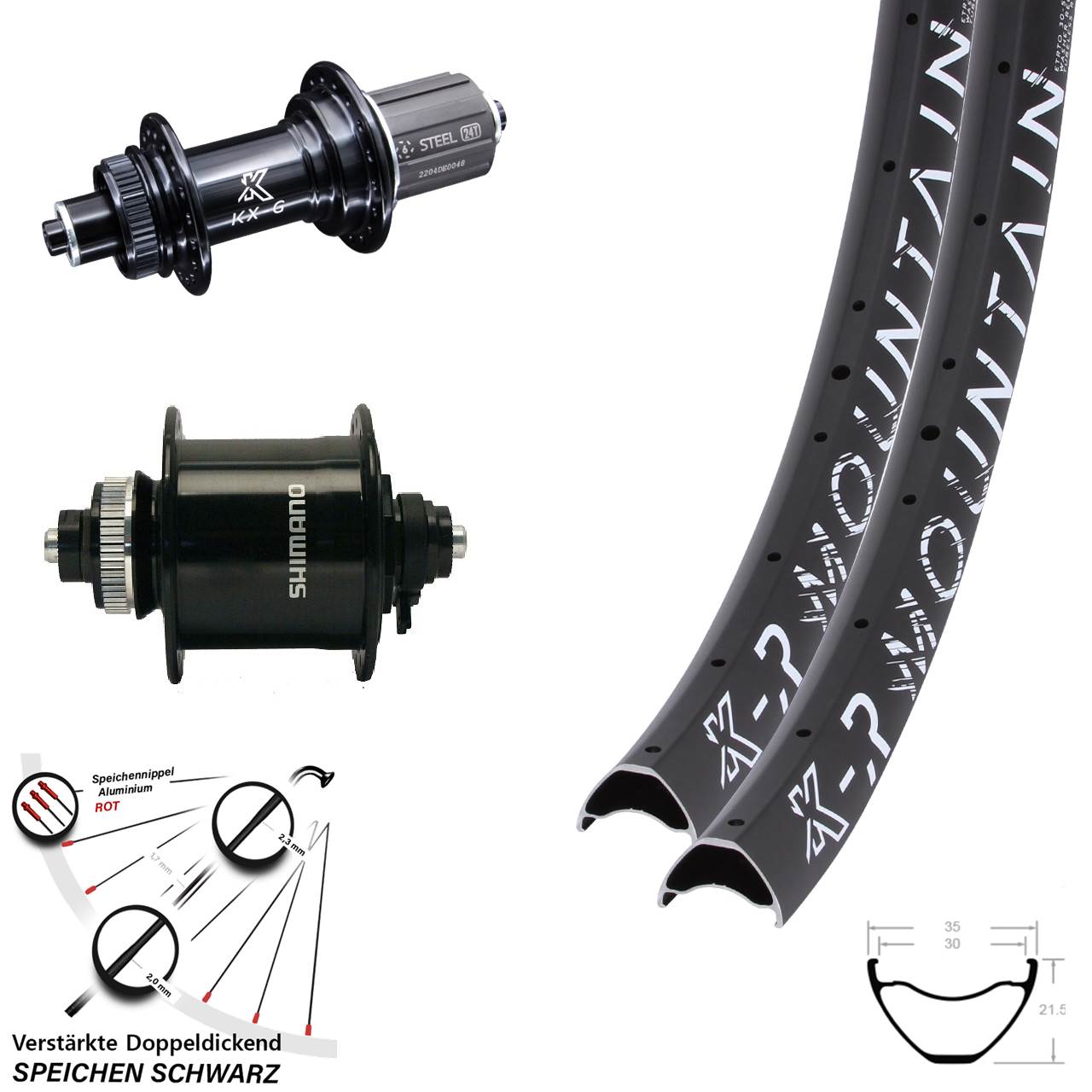 KX-R GS Mountain Shimano DH-UR700 29 Zoll Laufradsatz QR 8-12 fach