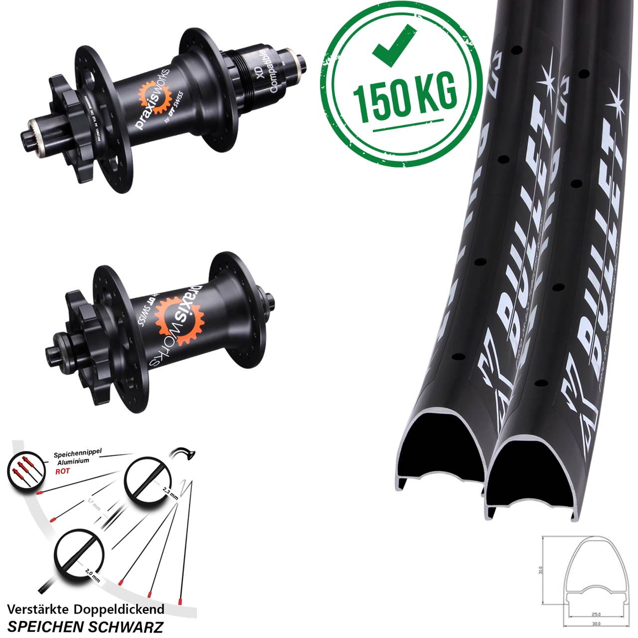 Disc Laufradsatz 29 Zoll KX Bullet DT Swiss 350 XD QR