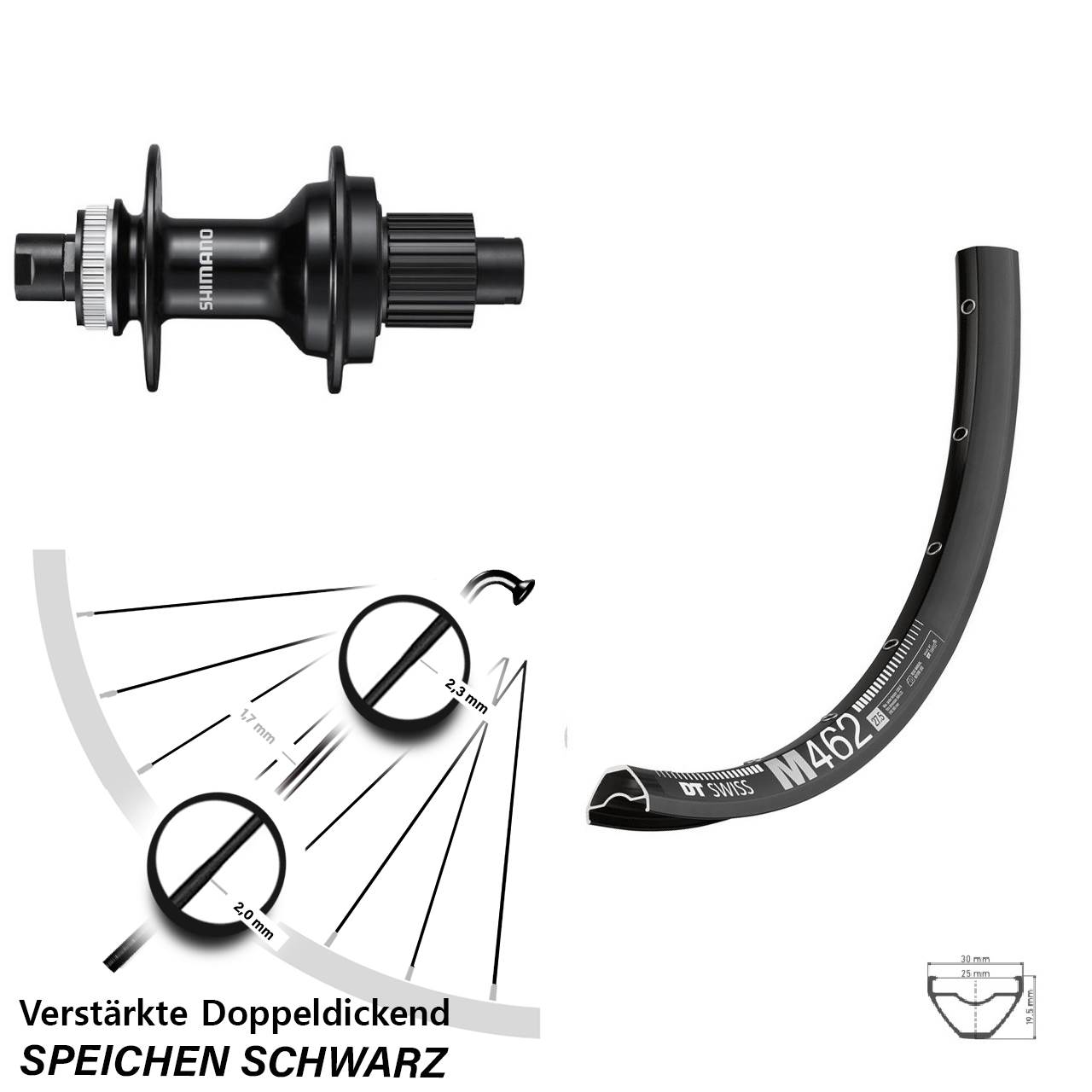 DT Swiss M 462 Shimano FH-MT510 27,5 Zoll Disc Hinterrad 12x142 Micro Spline