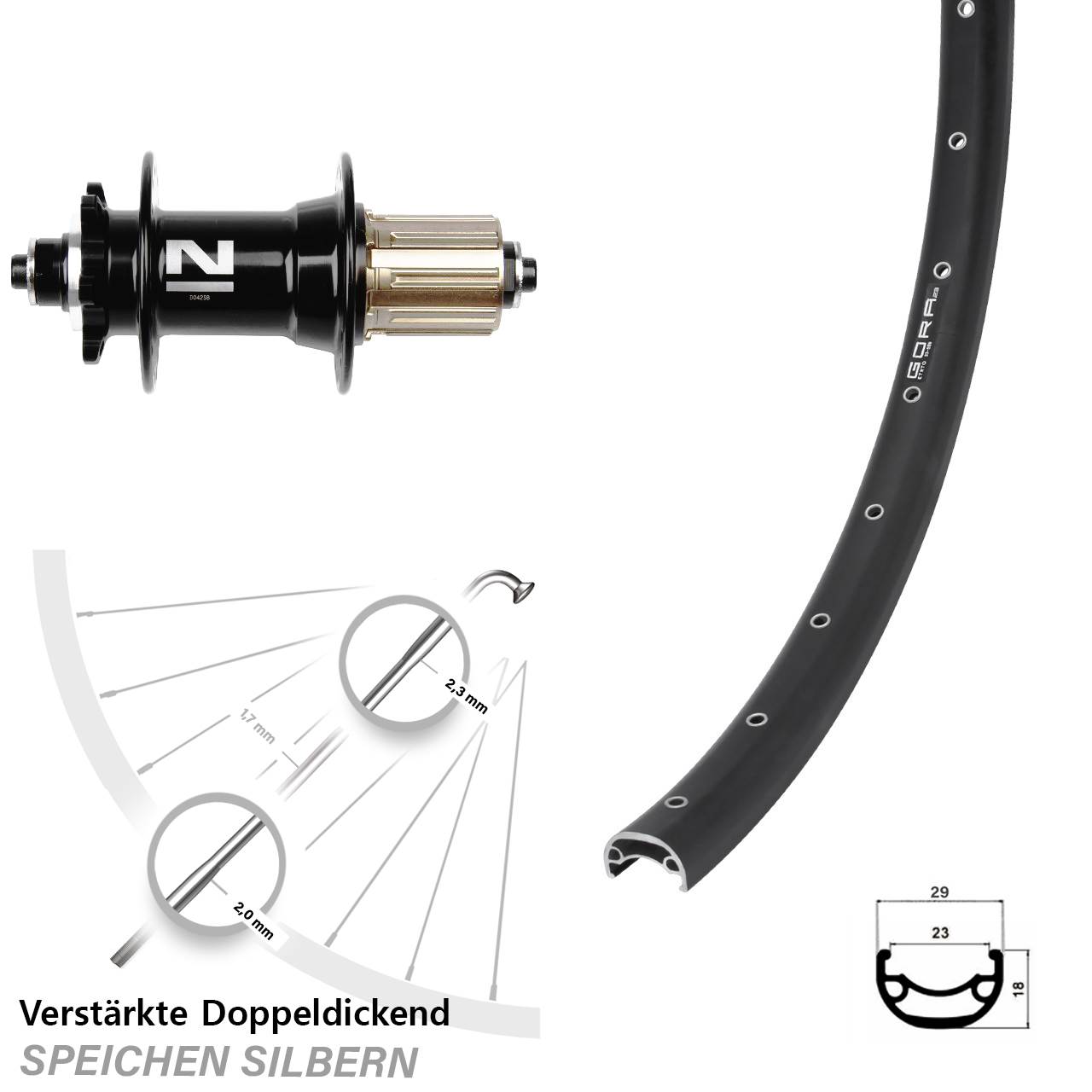 6-Loch Hinterrad 26 Zoll Gora 23 Novatec D-042 SB 8-11 fach QR