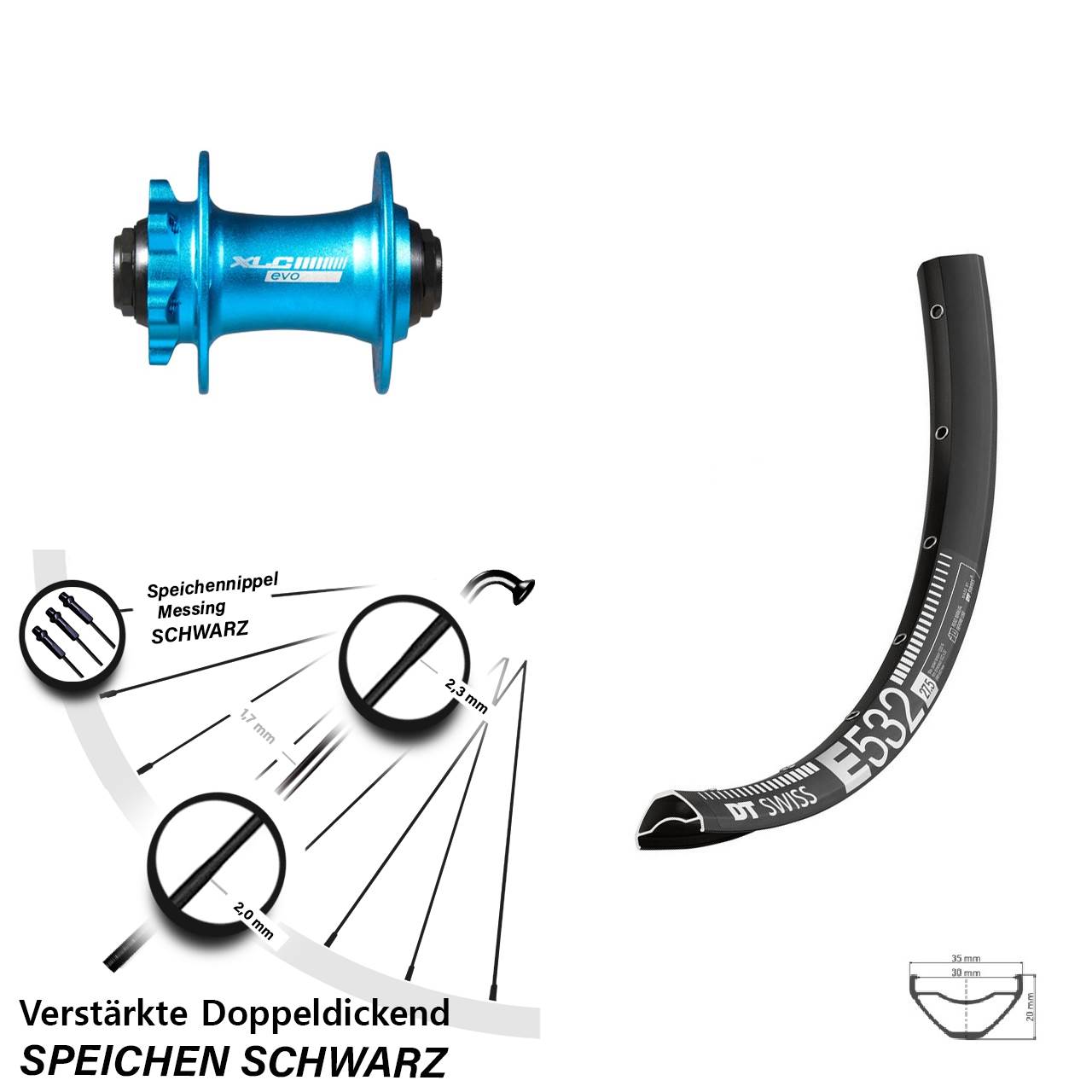 Disc Vorderrad 27,5 Zoll DT Swiss E532 XLC blau 15x100