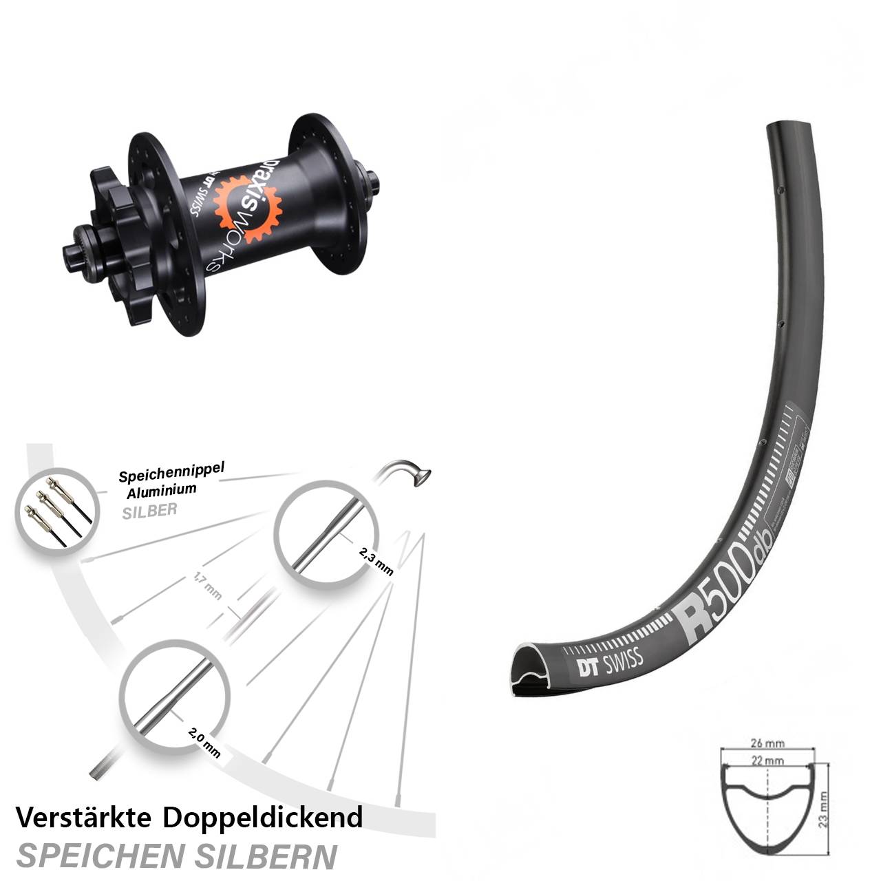 Disc Vorderrad für Schnellspanner 28-29 Zoll DT Swiss R 500-350 QR