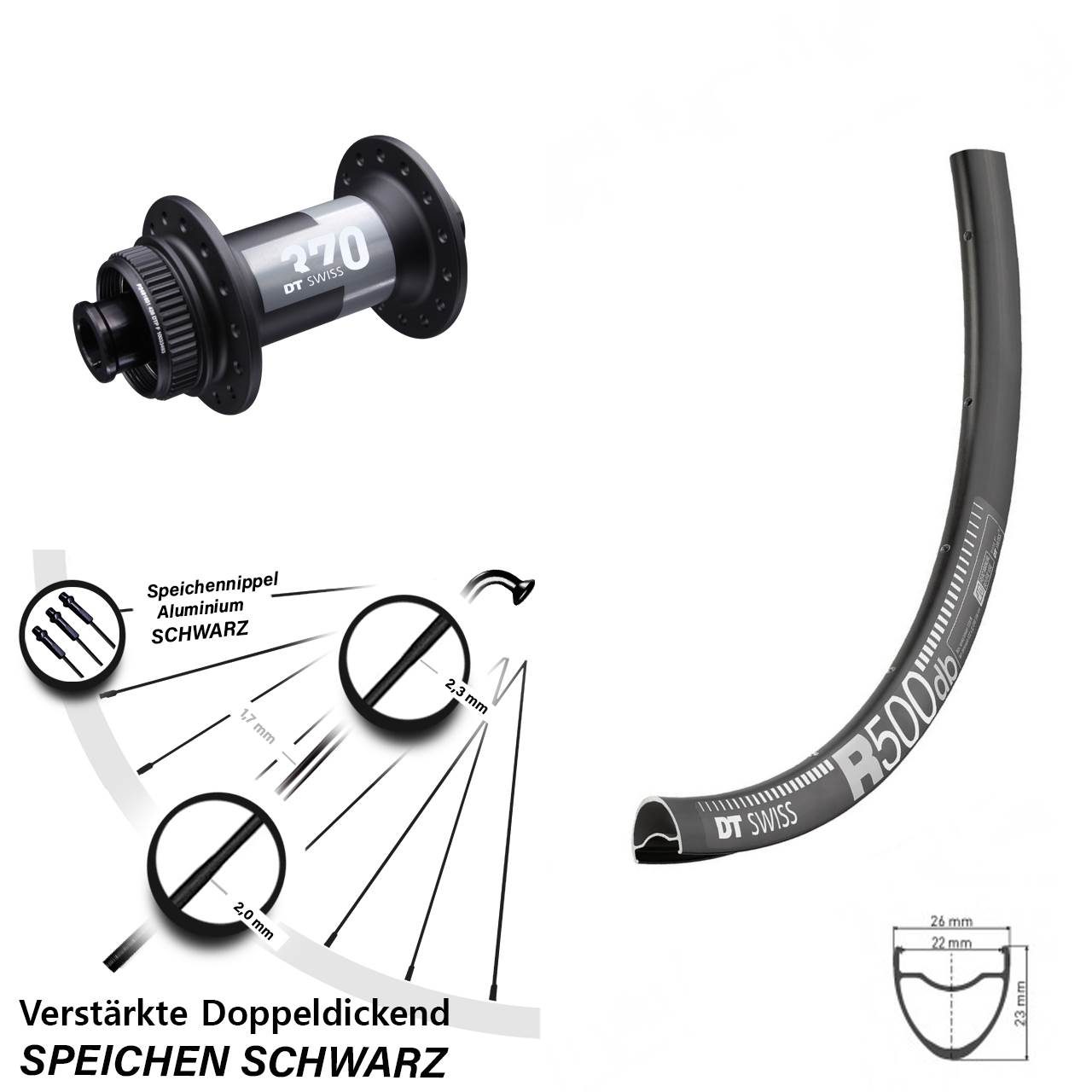 Centerlock Vorderrad 15x100 28 Zoll DT Swiss R 500-370