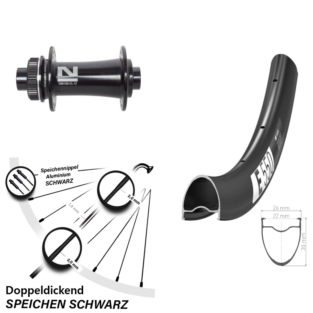 DT Swiss E550 Novatec D981 28 Zoll Disc Vorderrad 12x100