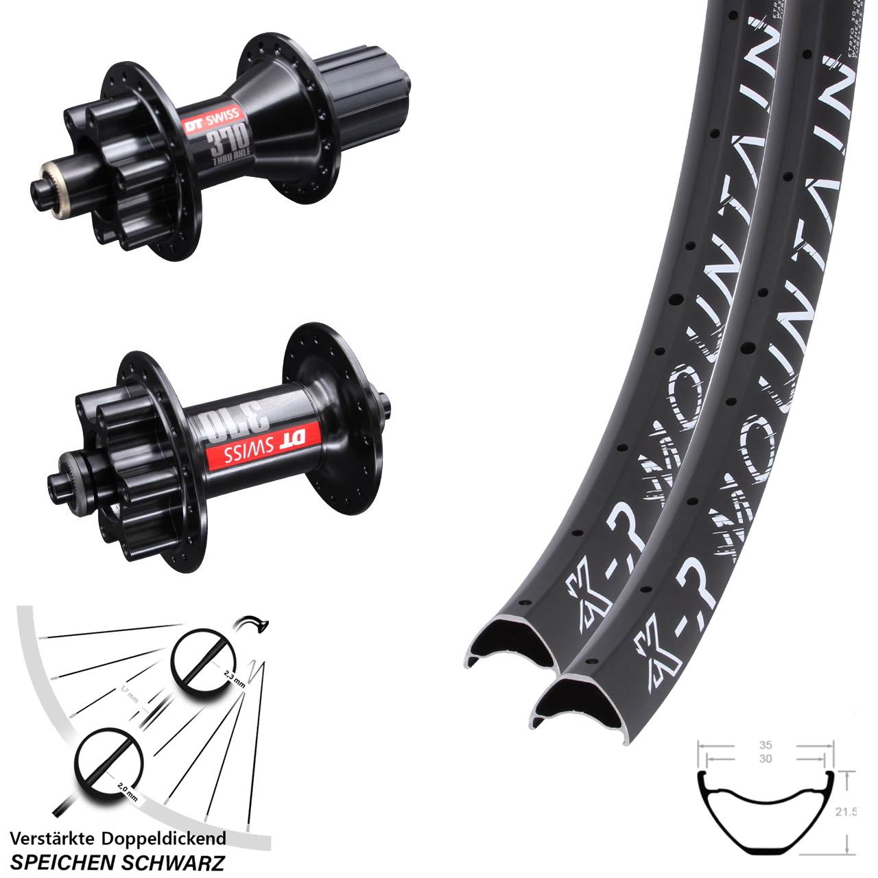 27,5 Zoll 29 KX-R Mountain DT Swiss 370 Disc Laufradsatz für Schnellspanner 8-11 fach HG