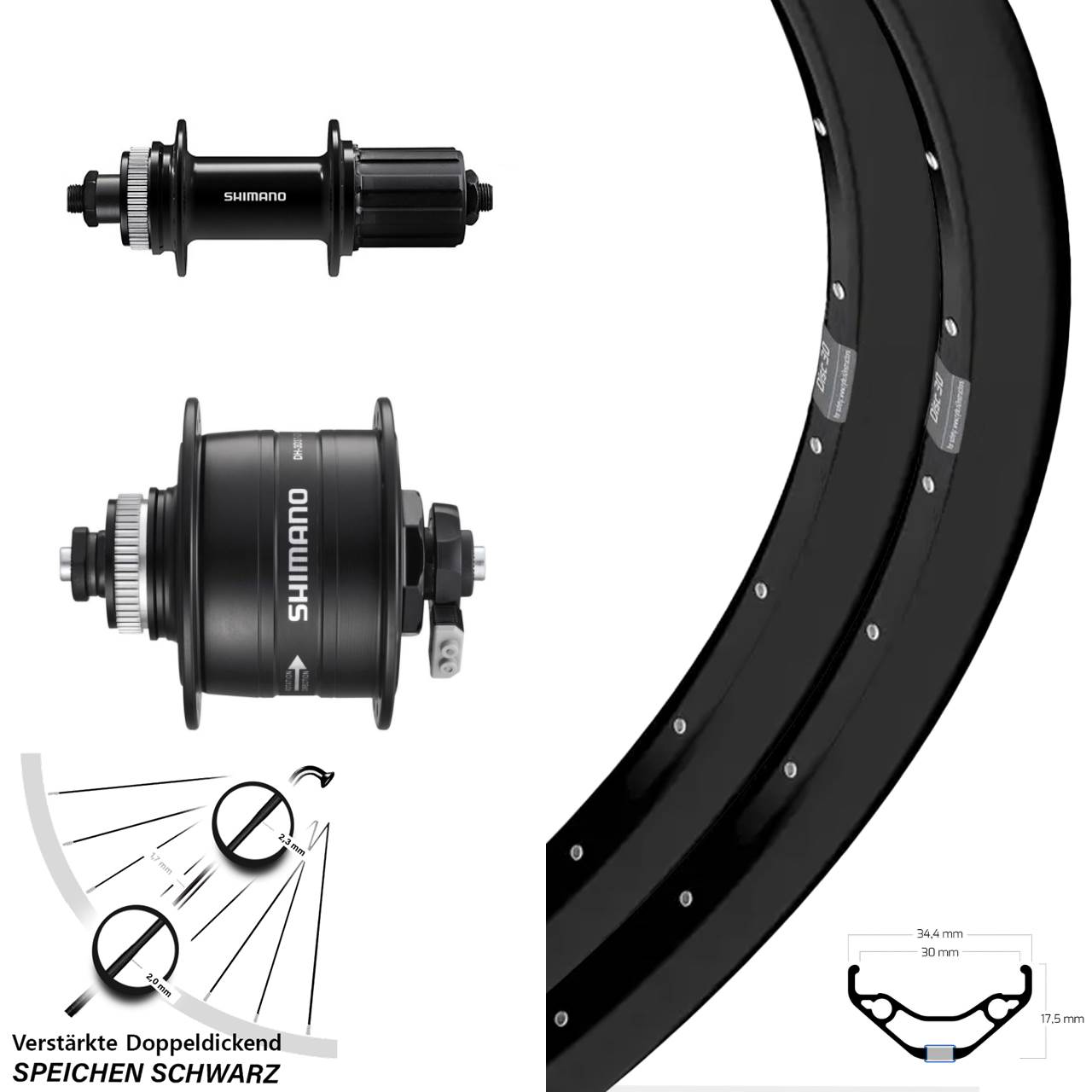 Ryde Disc 30 Shimano DH-3D37 FH-QC400 29 Zoll Laufrad-Satz QR 8-11 fach HG