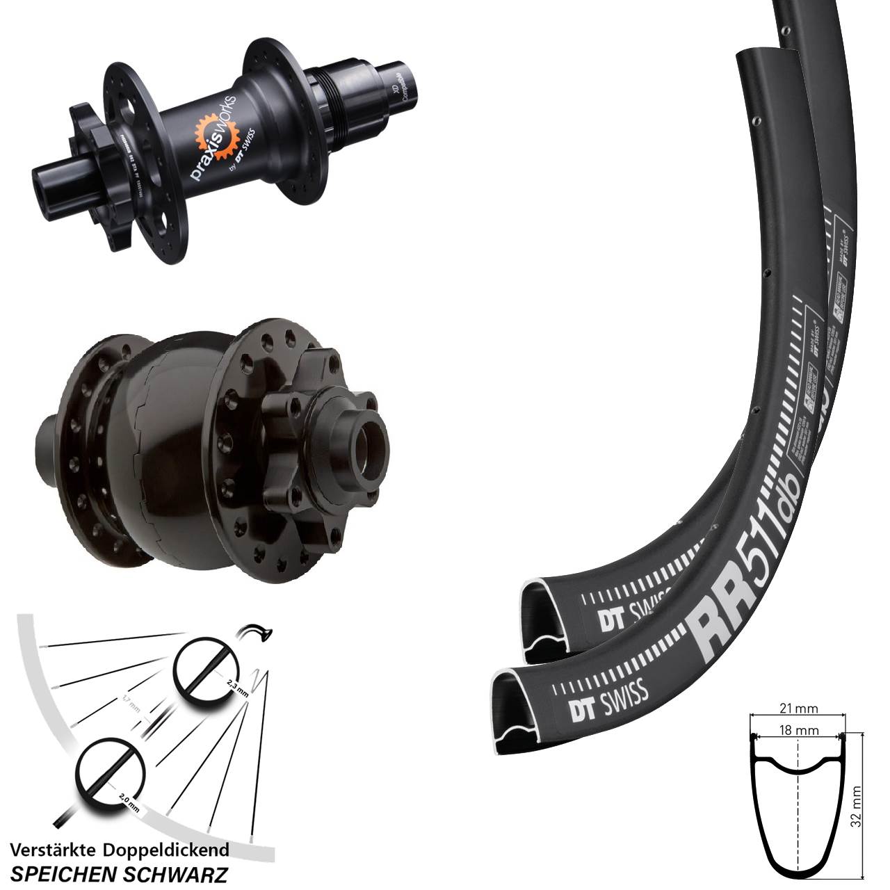 Laufradsatz 6-Loch 28 Zoll DT Swiss RR 511 350 SON XD 11-12 fach 15x100 12x142
