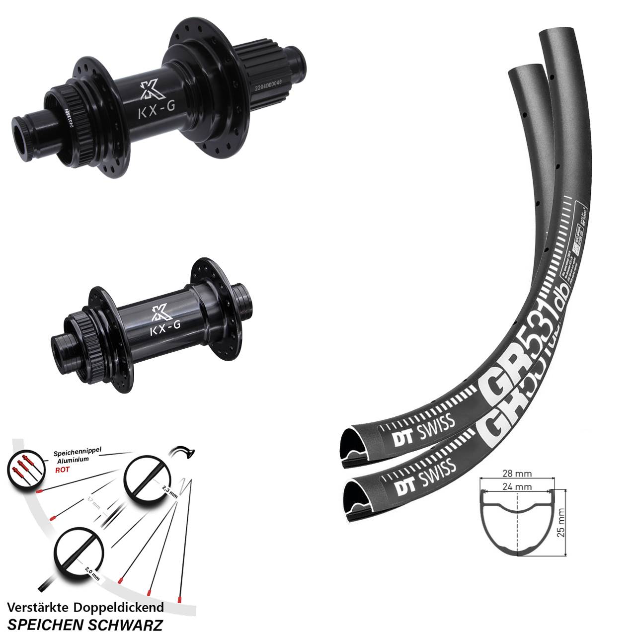 650B DT Swiss GR531 KX-GS verstärkt Laufradsatz Centerlock 15x100 12x142 Micro Spline