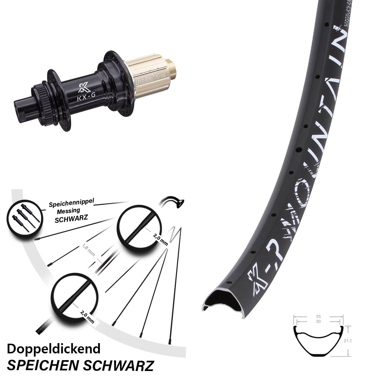 Centerlock Hinterrad 12x142 27,5 Zoll KX-GR Mountain 8-12 fach HG