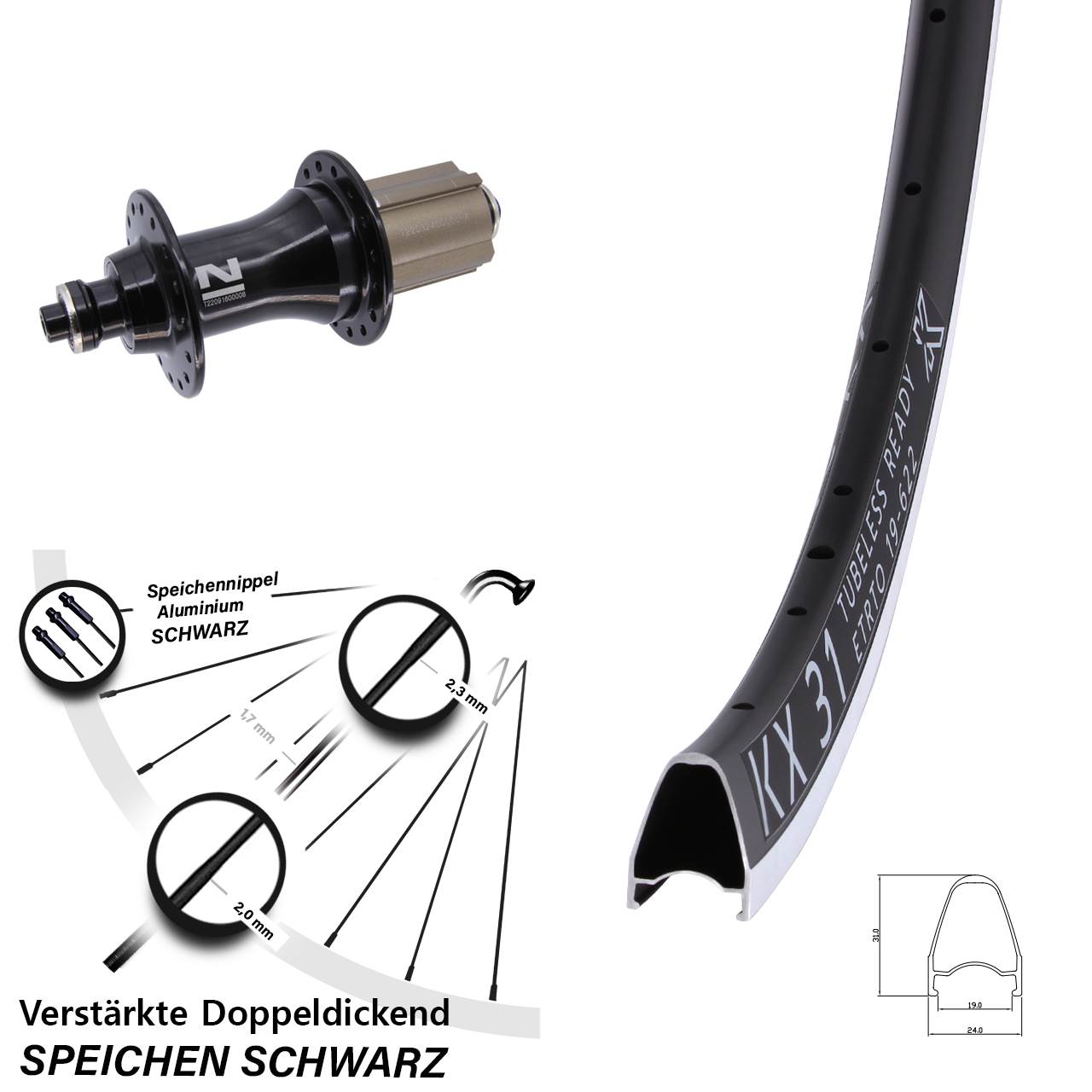 28 Zoll KX 31 Novatec F162 Hinterrad für Schnellspanner Campa 8-12 fach
