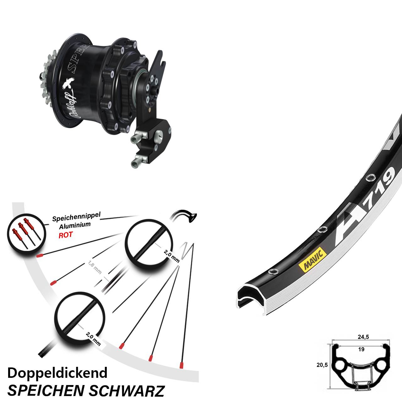 Mavic A 719 Hinterrad 28 Zoll mit Rohloff Speedhub CC OEM2