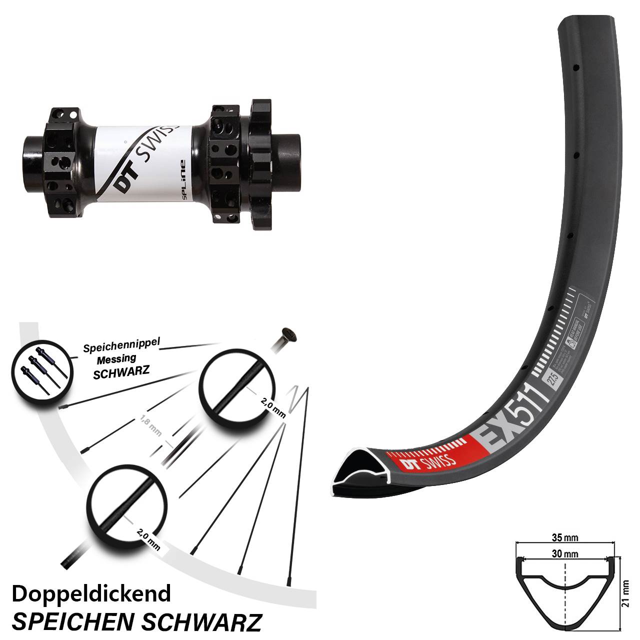 Disc-Vorderrad 27,5 Zoll DT Swiss EX 511 und X-1900