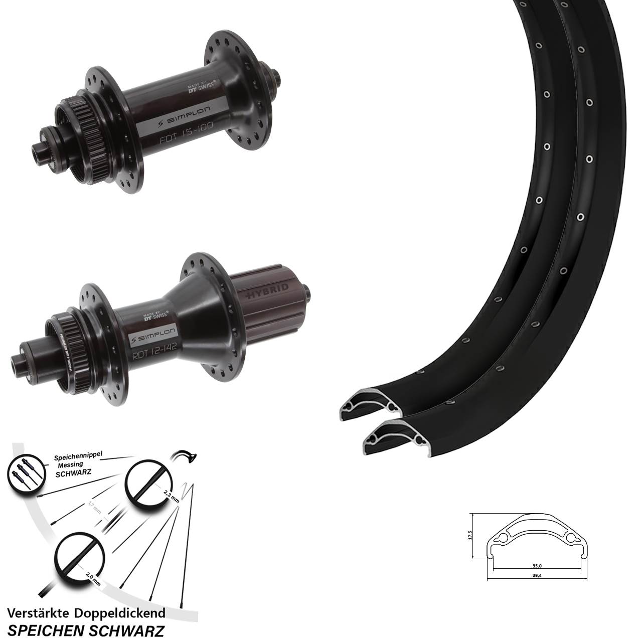 Ryde Disc 35 DT Swiss 370 Hybrid 29 Zoll Laufrad-Satz QR 8-11 fach