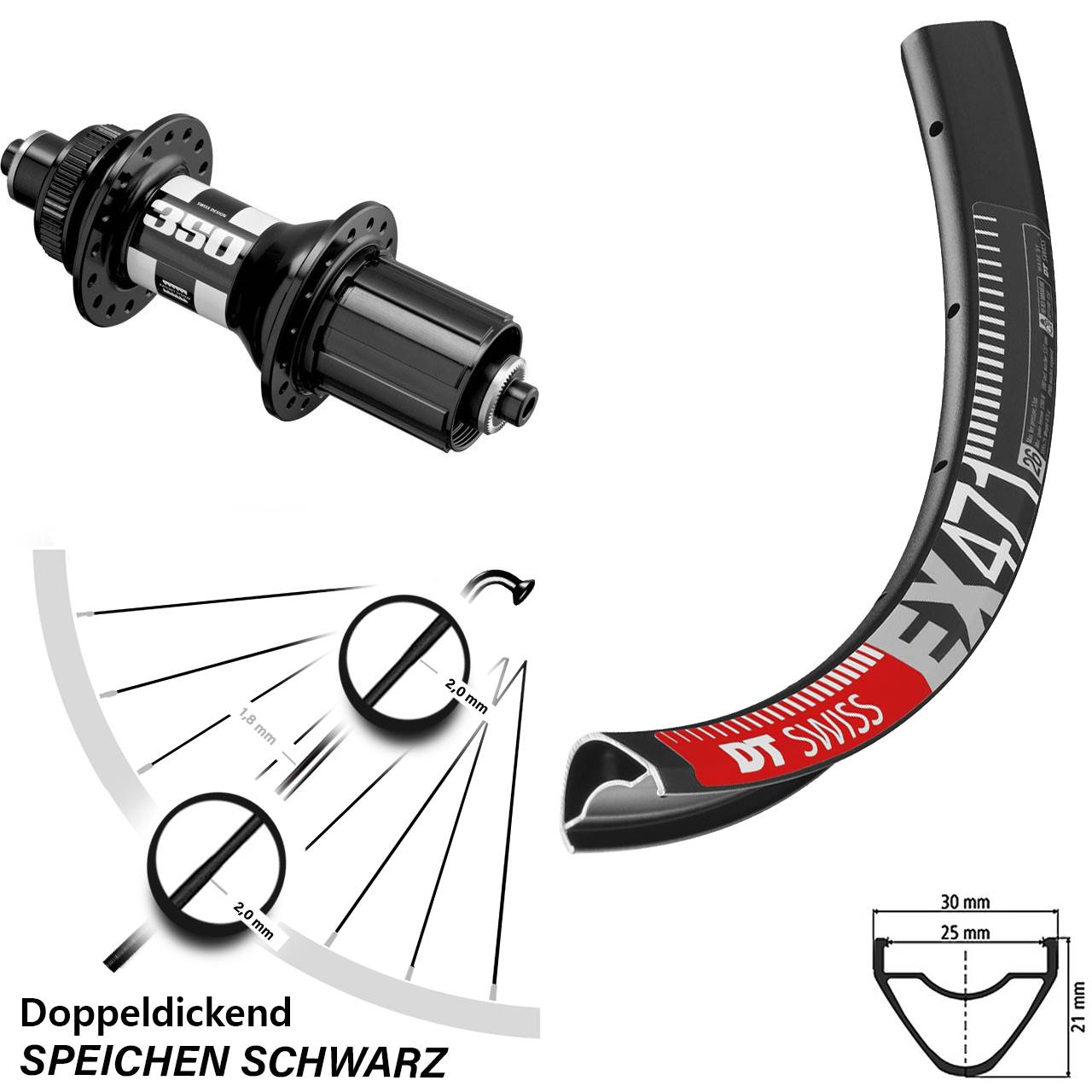 29 Zoll Hinteres Rad DT Swiss EX 471 350 Centerlock