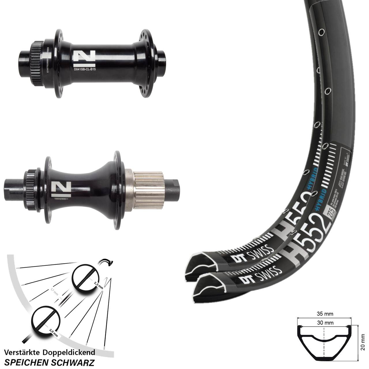 DT Swiss H552 Novatec D041SB D462 29 Zoll Disc Laufradsatz 15x110 12x148 Micro Spline