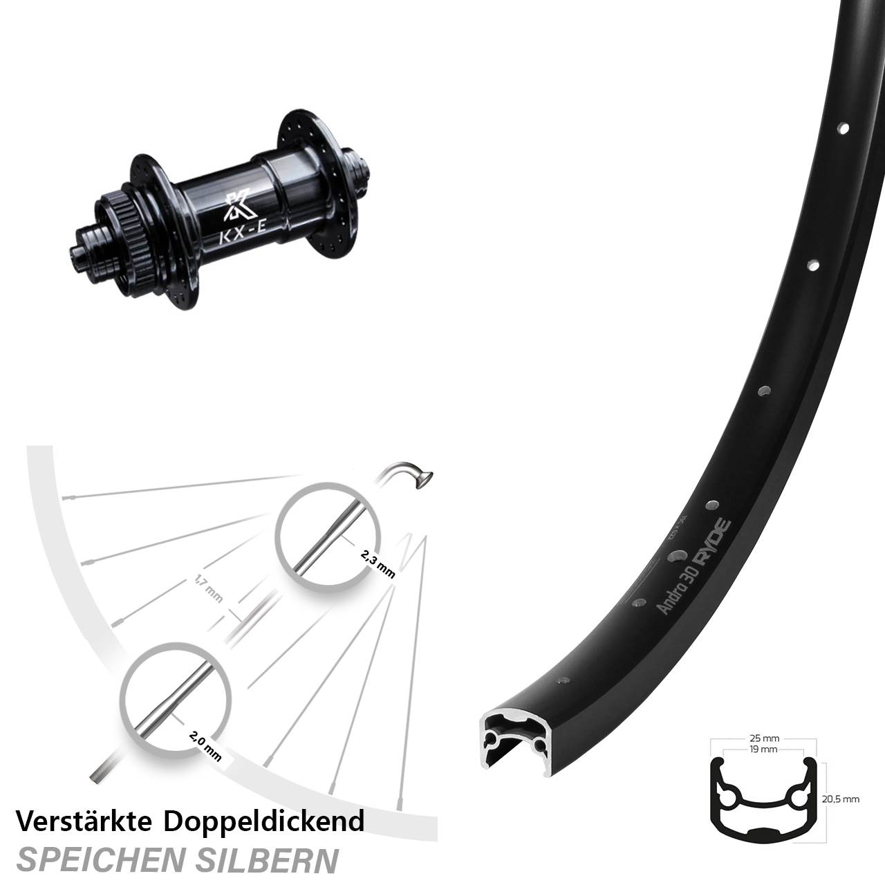 Disc Laufrad 28-29 Zoll Ryde Andra 30 KX-E 4-fach gelagert für Schnellspanner