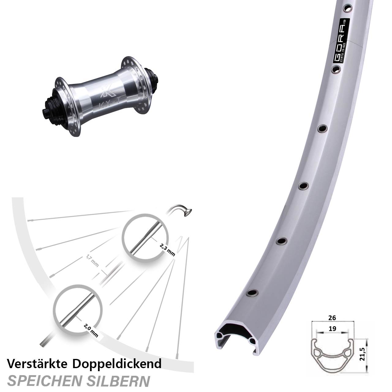 Vorderrad 28 Zoll Gora 19 KX-T QR