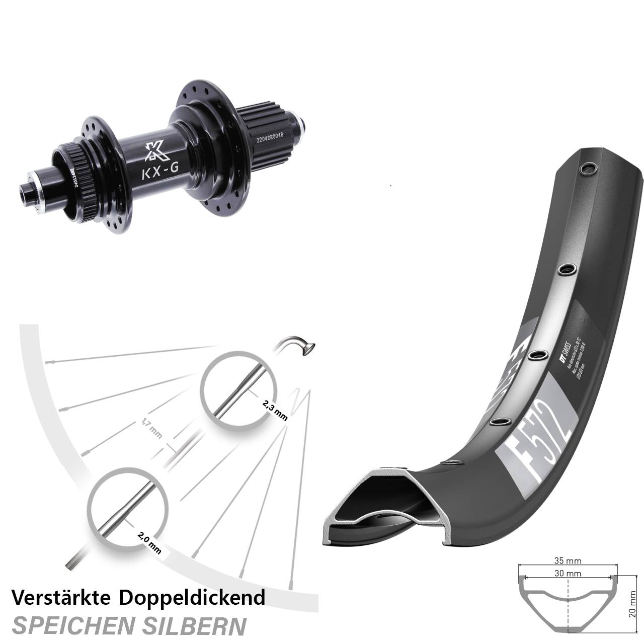 Disc Laufrad für Schnellspanner 29 Zoll DT Swiss F 572 KX-GS Heavy Duty Micro Spline