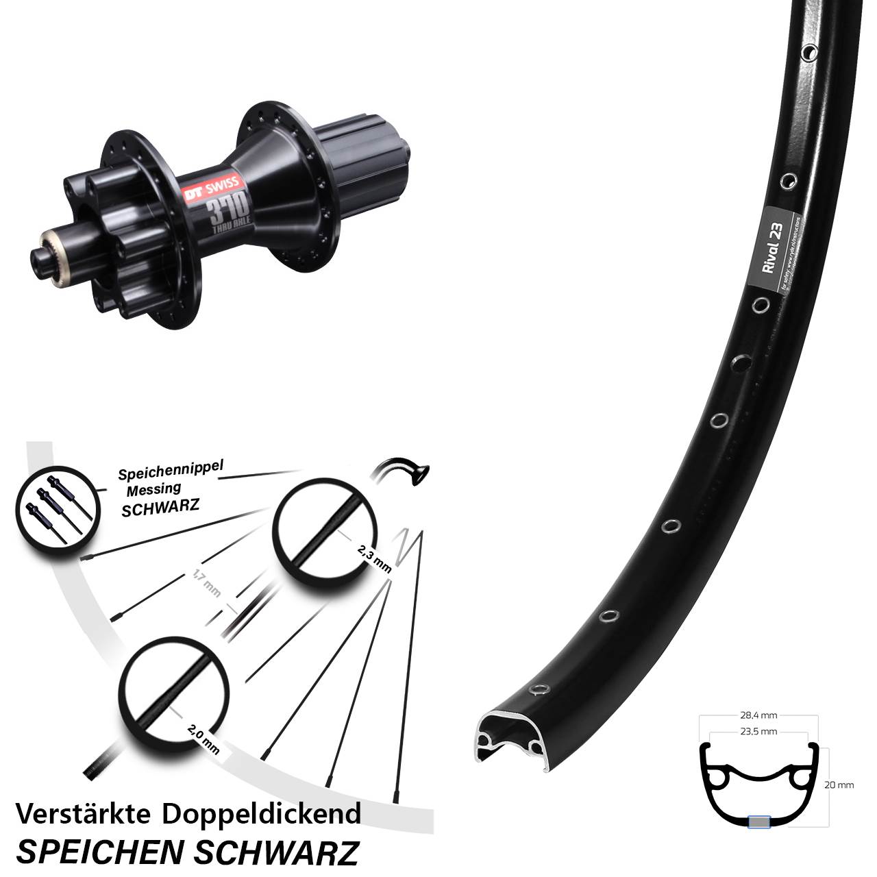 Disc Laufrad QR 27,5 Zoll Ryde Rival 23 DT Swiss 370 8-11 fach HG