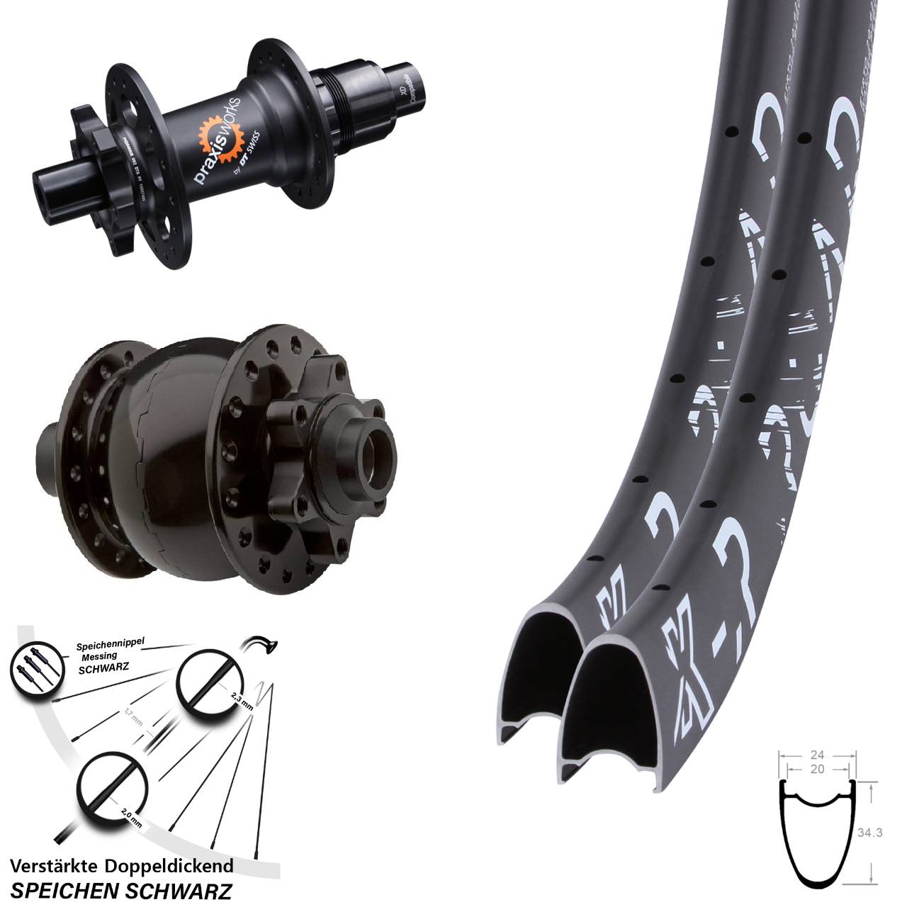 Disc Laufradsatz 15x100 12x142 KX-R Road DT Swiss 350 SON 28 Zoll SRAM XD