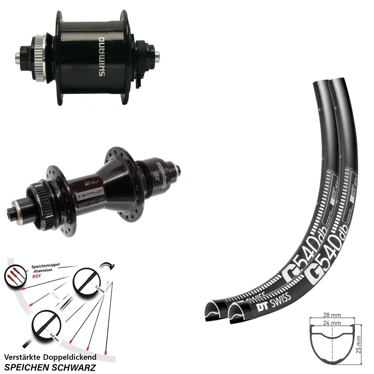 Centerlock Laufradsatz 29 Zoll QR DT Swiss G540 370 Shimano DH-UR700-3D Sram XD