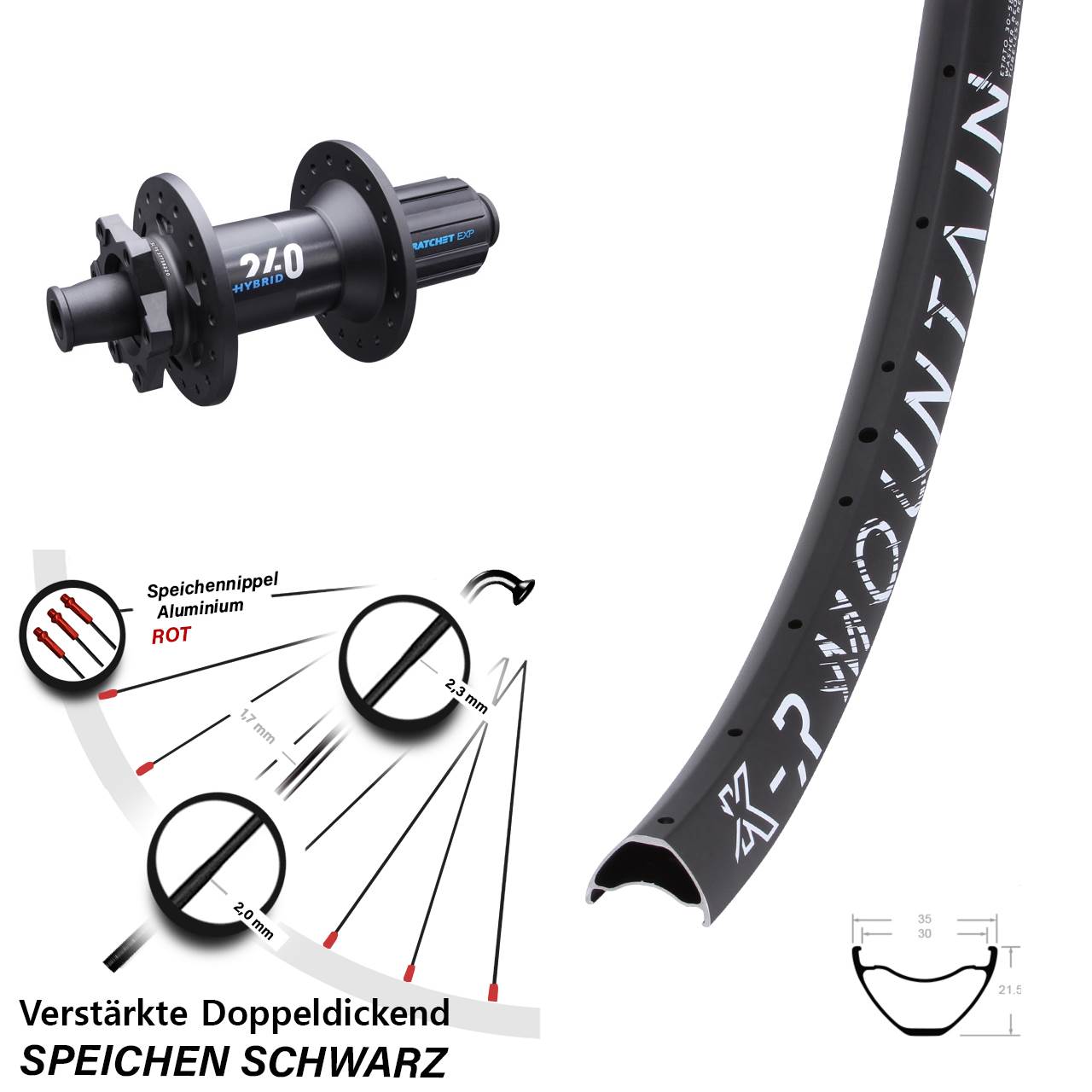 Disc Laufrad 27,5 Zoll KX-R Mountain DT Swiss 240 Hybrid 8-11 fach 12x148